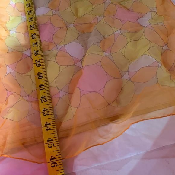 Yellow pink Polka Dot Scarf Hair Wrap Circles Retro - Picture 5 of 5